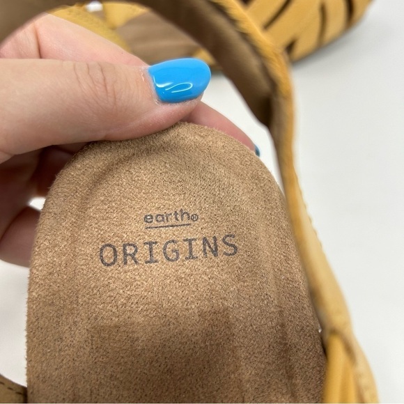 Earth Origins Berri Yellow Leather Woven Casual Round Toe Slip-on Sandal Size 12 - Picture 11 of 12